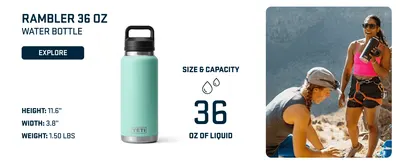 Presents one size option from the brand's Rambler water bottle lineup, helping shoppers understand the 36 oz variant's specifications and use context. Communicates the exact physical dimensions and…