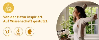 Positions the brand as nature inspired and science backed, building trust through its core brand values. Quick trust badges for vegan, scientifically backed ingredients, and German manufacturing…
