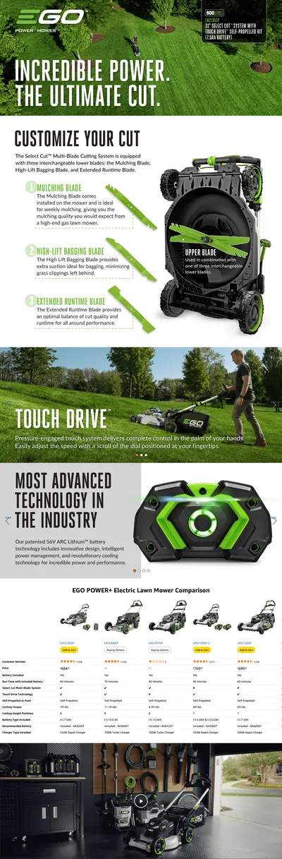 Premium A+ Content for Amazon.com: EGO POWER+ Electric Lawn Mower