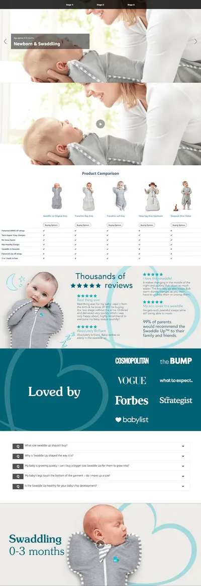 Premium A+ Content for Amazon.com: Love to Dream Swaddle UP