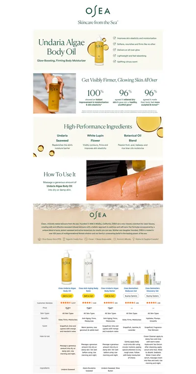 Premium A+ Content for Amazon.com : OSEA Undaria Algae™ Body Oil 5 oz