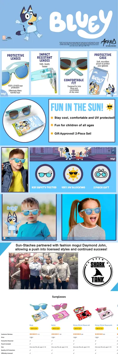 Premium A+ Content for Amazon.com: Bluey Toddler Sunglasses