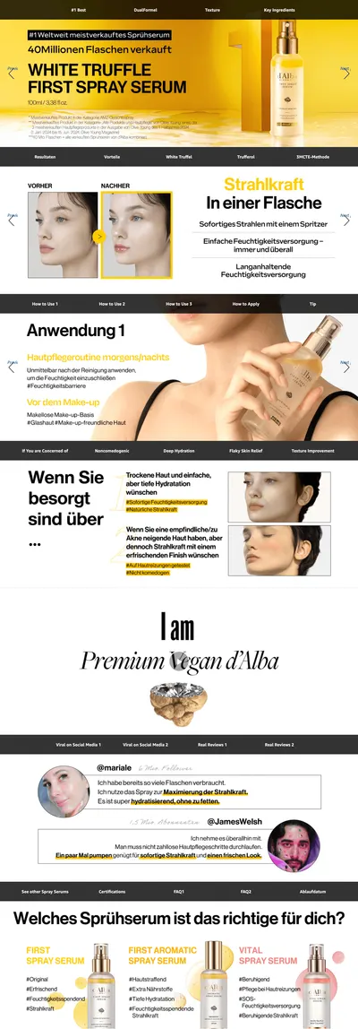Premium A+ Content for d'alba Italian White Truffle First Spray Serum Spraying Serum