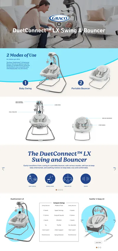 Premium A+ Content for Amazon.com : Graco DuetConnect LX Seat & Bouncer