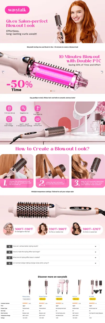 Premium A+ Content for Amazon.com : Wavytalk Thermal Brush