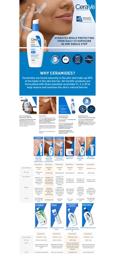Premium A+ Content for Amazon.com: CeraVe AM Facial Moisturizing Lotion with SPF 30