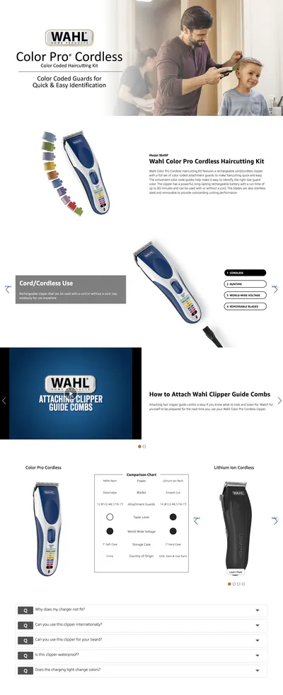 Premium A+ Content for Amazon.com: Wahl Color Pro Cordless Rechargeable Hair Clipper & Trimmer