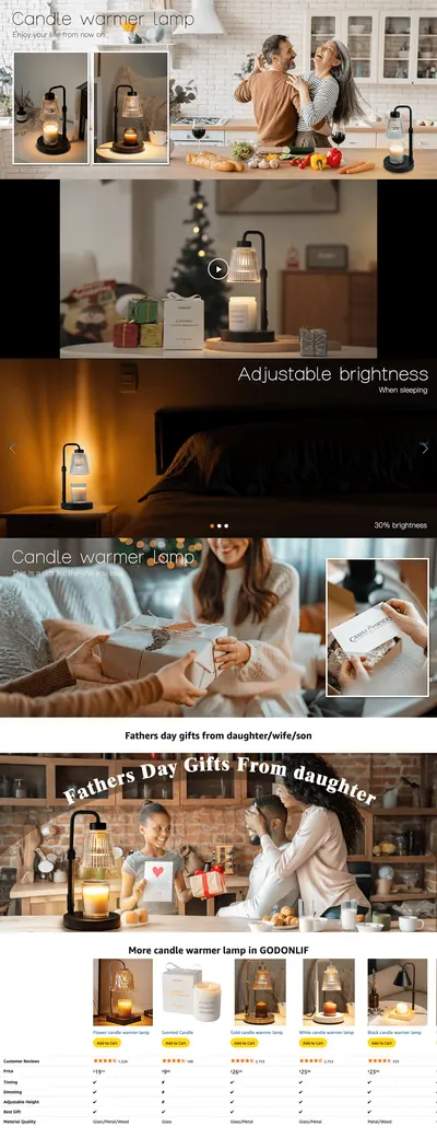 Premium A+ Content for Amazon.com: GODONLIF Candle Warmer Lamp with Timer Dimmable