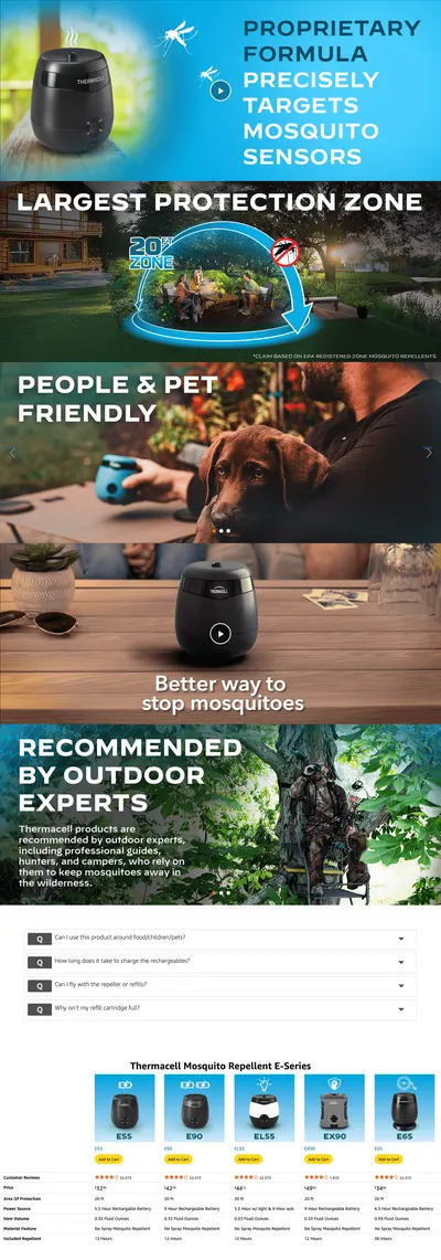 Premium A+ Content for Amazon.com: Thermacell Mosquito Repellent E-Series Rechargeable Repeller; Patio Shield…