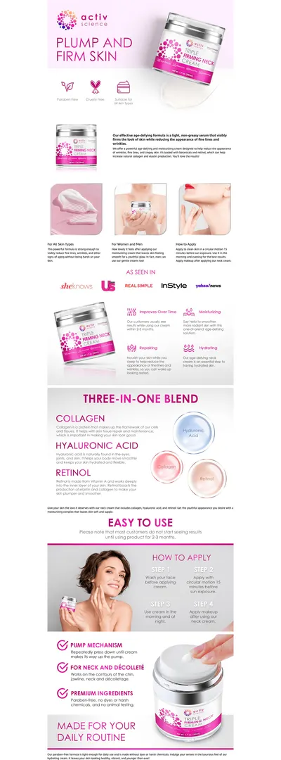 Premium A+ Content for Amazon.com: ACTIVSCIENCE Neck Firming Cream
