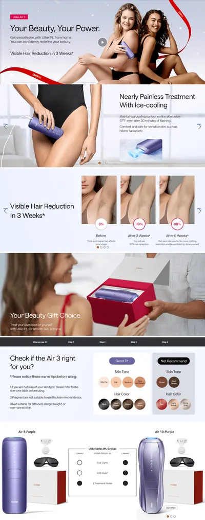 Premium A+ Content for Amazon.com: Ulike Laser Hair Removal for Women and Men