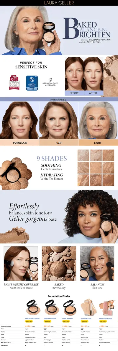 Premium A+ Content for Amazon.com : LAURA GELLER NEW YORK Award-Winning Baked Balance-n-Brighten Color…