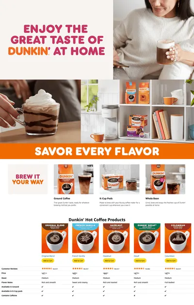 Premium A+ Content for Amazon.com: Dunkin' Original Blend Medium Roast Coffee