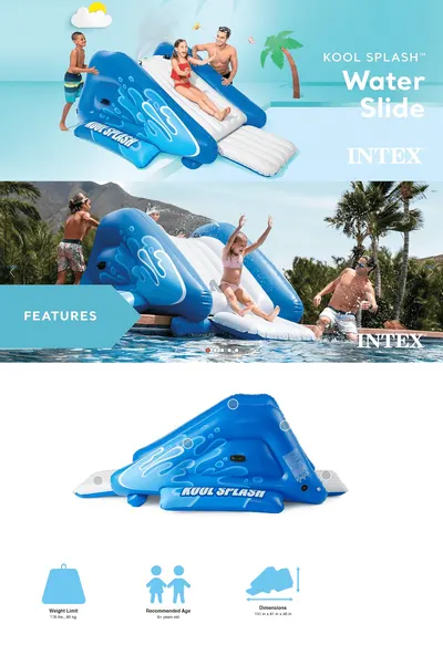 Premium A+ Content for Amazon.com: Intex Kool Splash Inflatable Water Slide Swimming Pool Play Center with…
