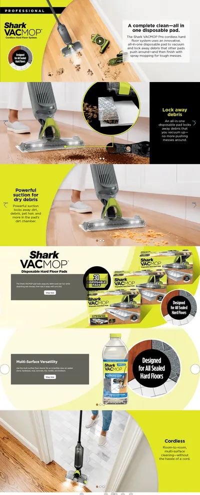Premium A+ Content for Amazon.com: Shark VACMOP Pro Cordless Hard Floor Cleaner