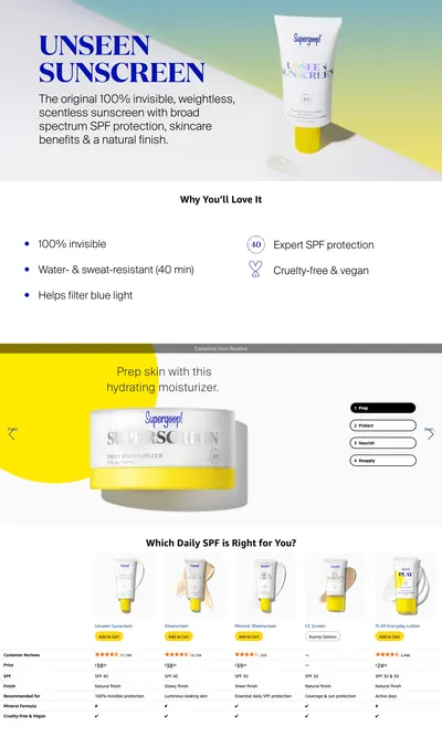 Premium A+ Content for Amazon.com: Supergoop! Unseen Sunscreen