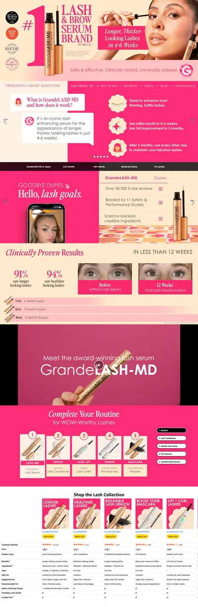 Premium A+ Content for Amazon.com: Grande Cosmetics Lash Enhancing Serum