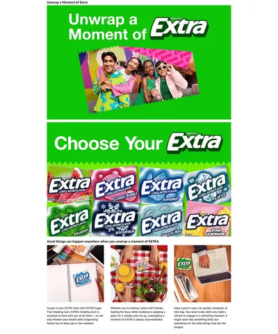 Premium A+ Content for Amazon.com: EXTRA Gum Spearmint Sugar Free Chewing Gum Individually Wrapped Mint Gum…