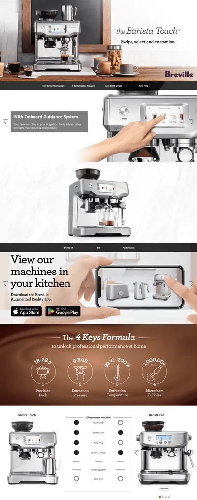Premium A+ Content for Amazon.com: Breville Barista Touch Espresso Machine BES880BSS