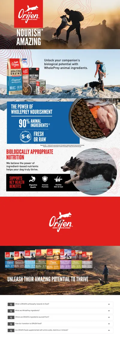 Premium A+ Content for Amazon.com: ORIJEN Original Dry Dog Food