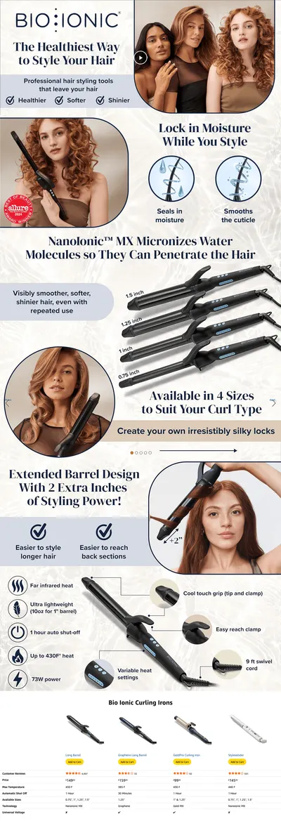Premium A+ Content for Amazon.com: Bio Ionic Long Barrel Styler