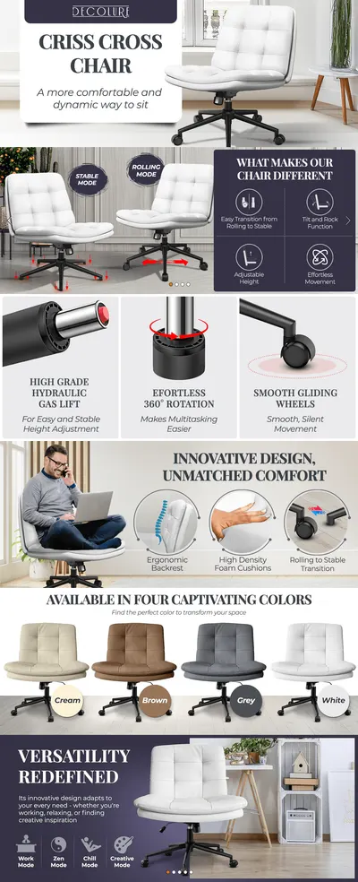 Premium A+ Content for Amazon.com: Criss Cross Desk Chair for Cross Legged Sitting