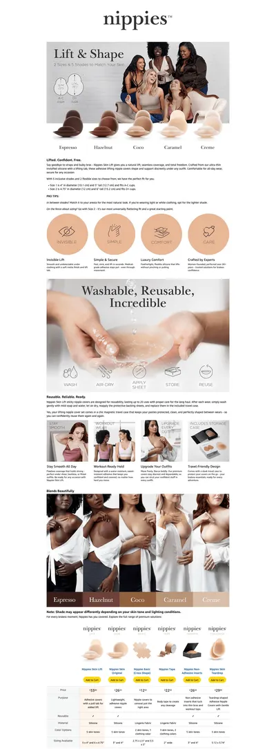 Premium A+ Content for Nippies Nipple Covers for Women