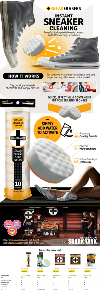 Premium A+ Content for Amazon.com: SneakERASERS Sole & Sneaker Cleaner