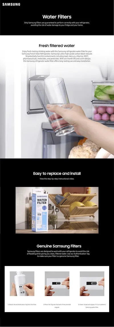 Premium A+ Content for Amazon.com: SAMSUNG Genuine Filters for Refrigerator Water and Ice