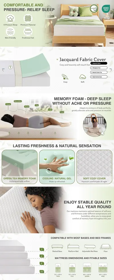 Premium A+ Content for Amazon.com: EGOHOME Full Size Memory Foam Mattress