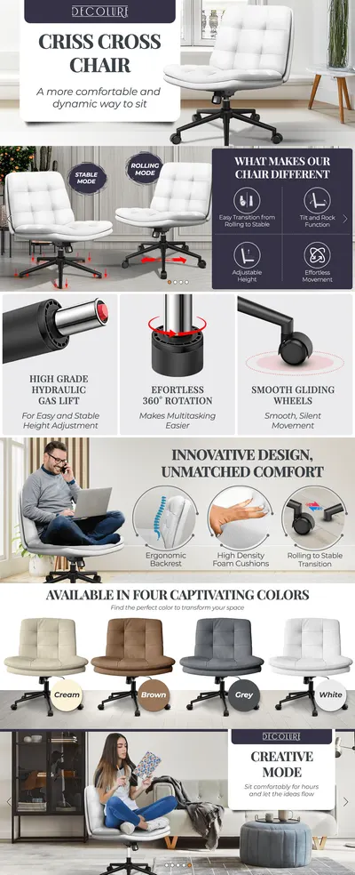 Premium A+ Content for Amazon.com: Criss Cross Desk Chair for Cross Legged Sitting