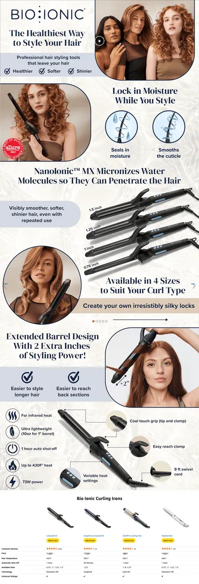 Premium A+ Content for Amazon.com: Bio Ionic Long Barrel Styler