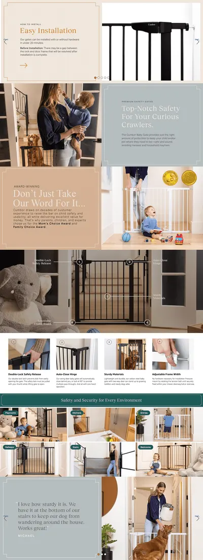 Premium A+ Content for Amazon.com: Cumbor 29.7-46" Baby Gate for Stairs
