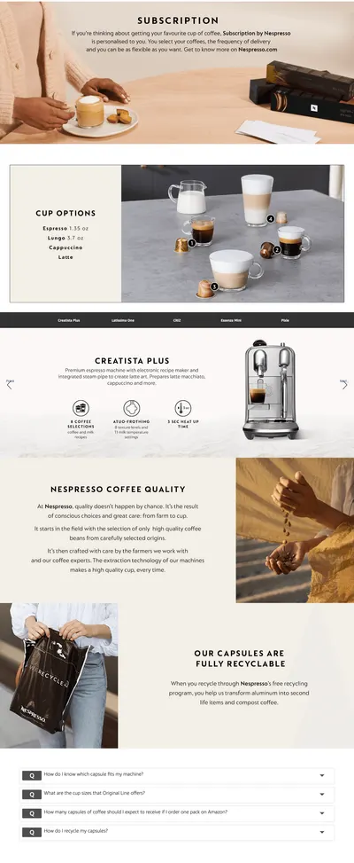 Premium A+ Content for Amazon.com : Nespresso Capsules Original Line