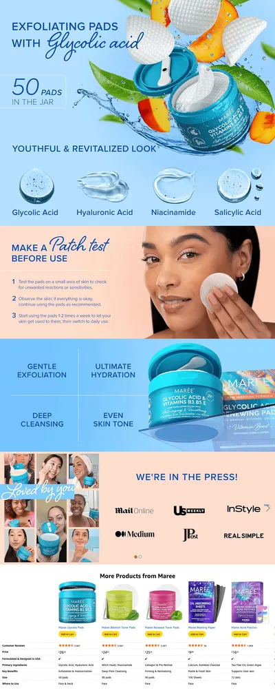 Premium A+ Content for Amazon.com: MAREE Glycolic Acid Polishes