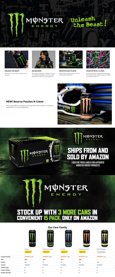 Premium A+ Content for Amazon.com : Monster Energy Drink