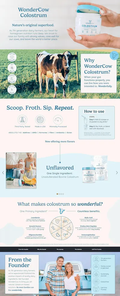 Premium A+ Content for Amazon.com : WONDERCOW Colostrum Supplement Powder for Gut Health
