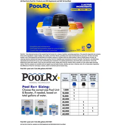 Premium A+ Content for Amazon.com : PoolRX+ pool unit 7.5k-20k gallons : Patio