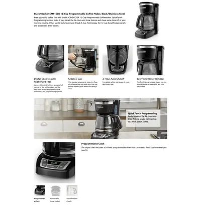 Premium A+ Content for Amazon.com: BLACK+DECKER 12-Cup Digital Coffee Maker