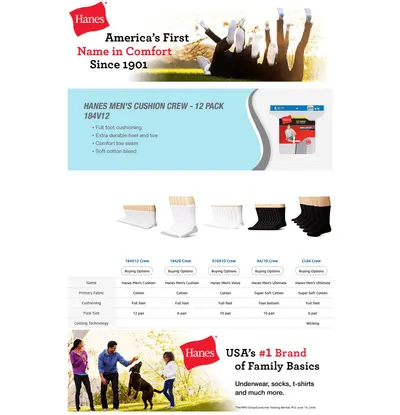 Premium A+ Content for Amazon.com: Hanes Mens Double Tough Socks