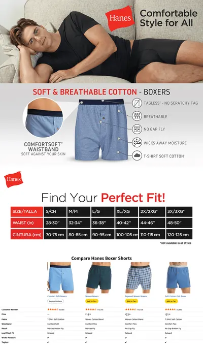 Premium A+ Content for Hanes Men's Boxers