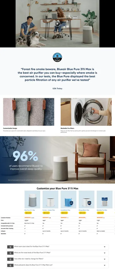 Premium A+ Content for Amazon.com: BLUEAIR Air Purifiers for Medium Rooms