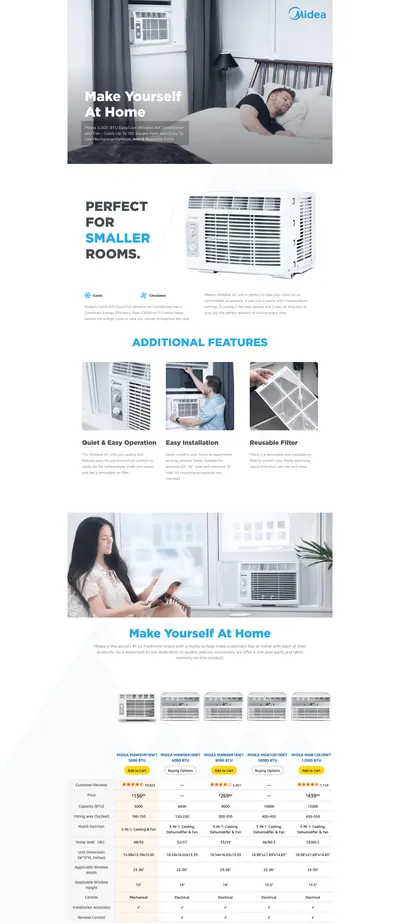 Premium A+ Content for Amazon.com: Midea 5,000 BTU EasyCool Small Window Air Conditioner