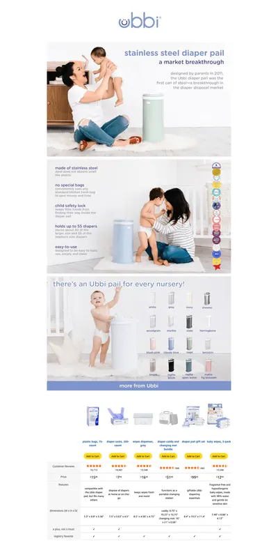 Premium A+ Content for Amazon.com: Ubbi Steel Diaper Pail