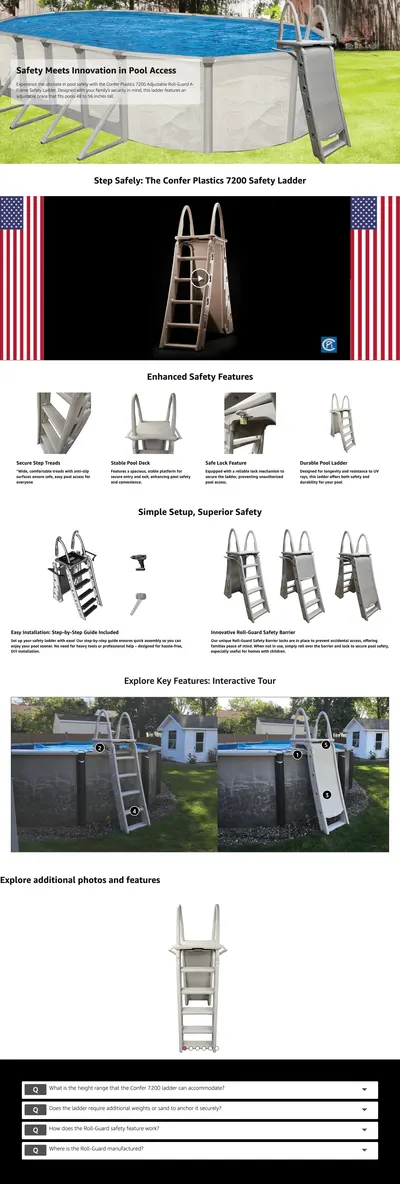 Premium A+ Content for Amazon.com : Confer Plastics 7200 Roll Guard 48" to 56" Adjustable A Frame Safety Ladder…