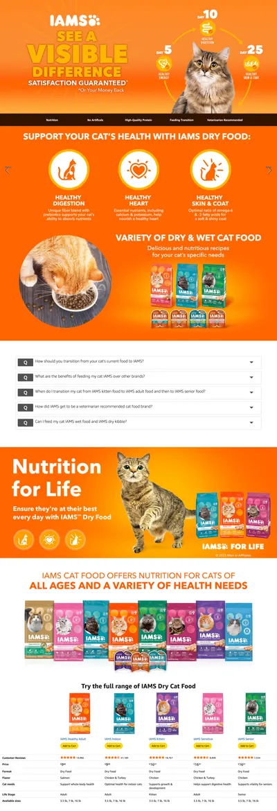 Premium A+ Content for Amazon.com : IAMS Proactive Health Healthy Adult Dry Cat Food with Chicken