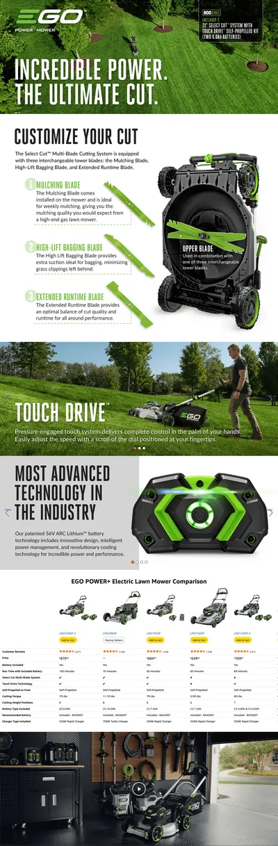 Premium A+ Content for Amazon.com: EGO POWER+ Electric Lawn Mower