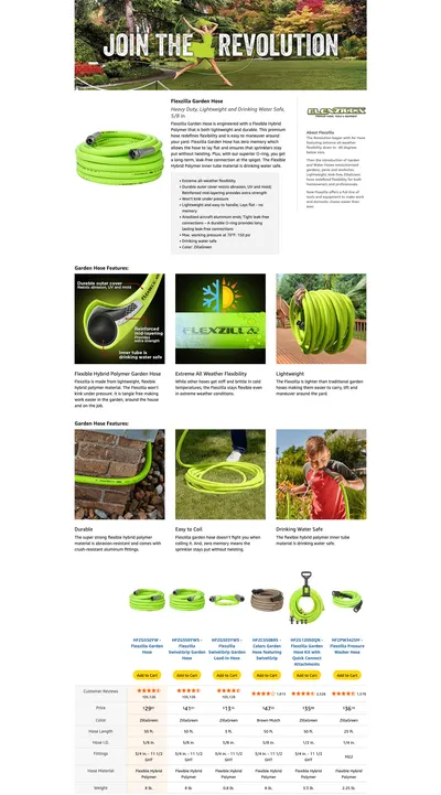 Premium A+ Content for Amazon.com : Flexzilla Garden Hose 5/8 in. x 100 ft.