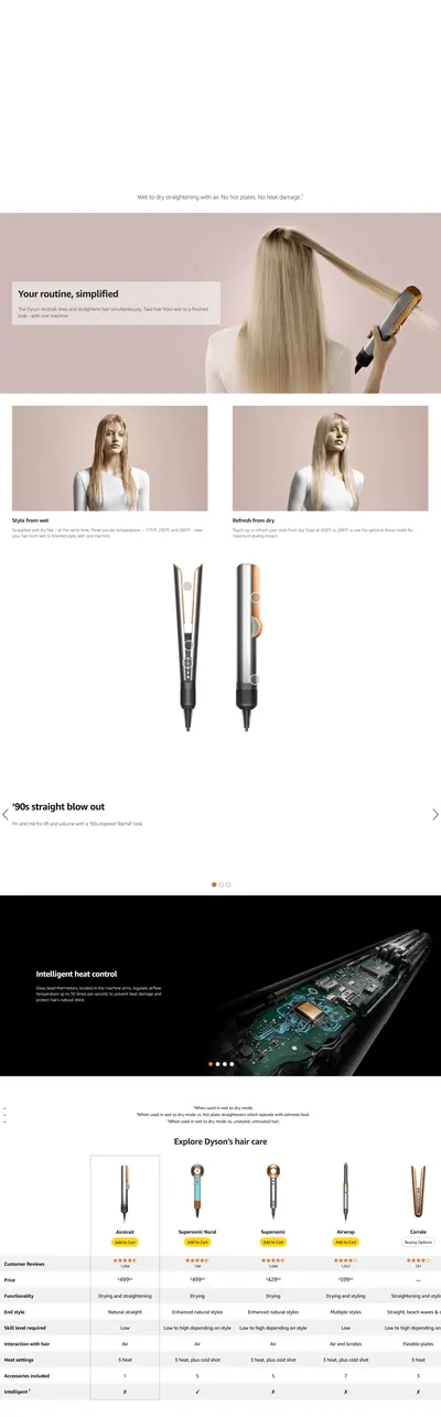 Premium A+ Content for Amazon.com: Dyson Special edition Airstrait™ straightener in Strawberry bronze and blush…