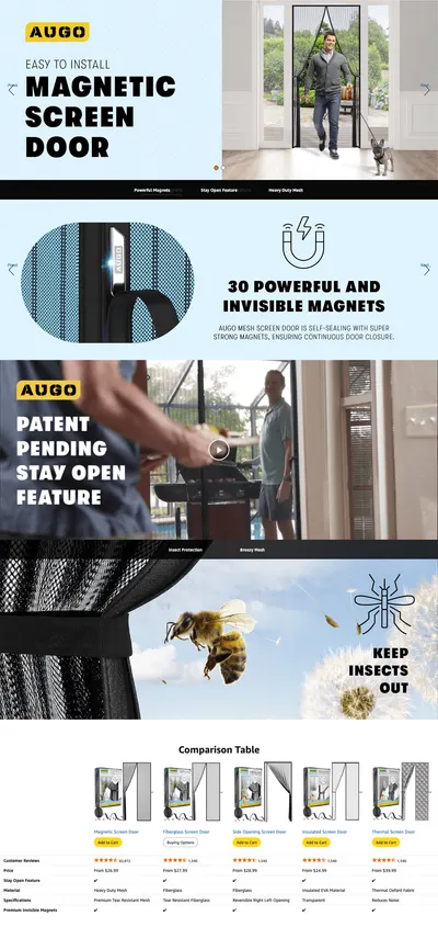 Premium A+ Content for AUGO Magnetic Screen Door